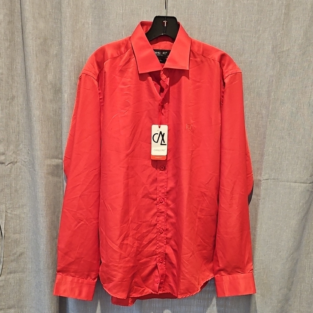 Vibrant Red Casual Button Down Shirt